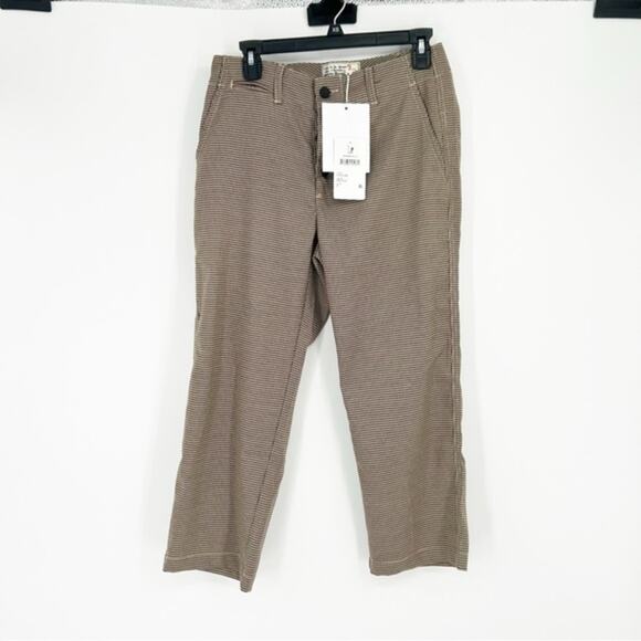 NWT Free People Sandrine Rose Cropped Houndstooth Pants Academia Business Size M - Picture 1 of 8